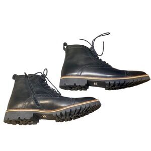 Ankle Boots Black Lug Sole Lace Up Zip Workwear Mens 10D Combat